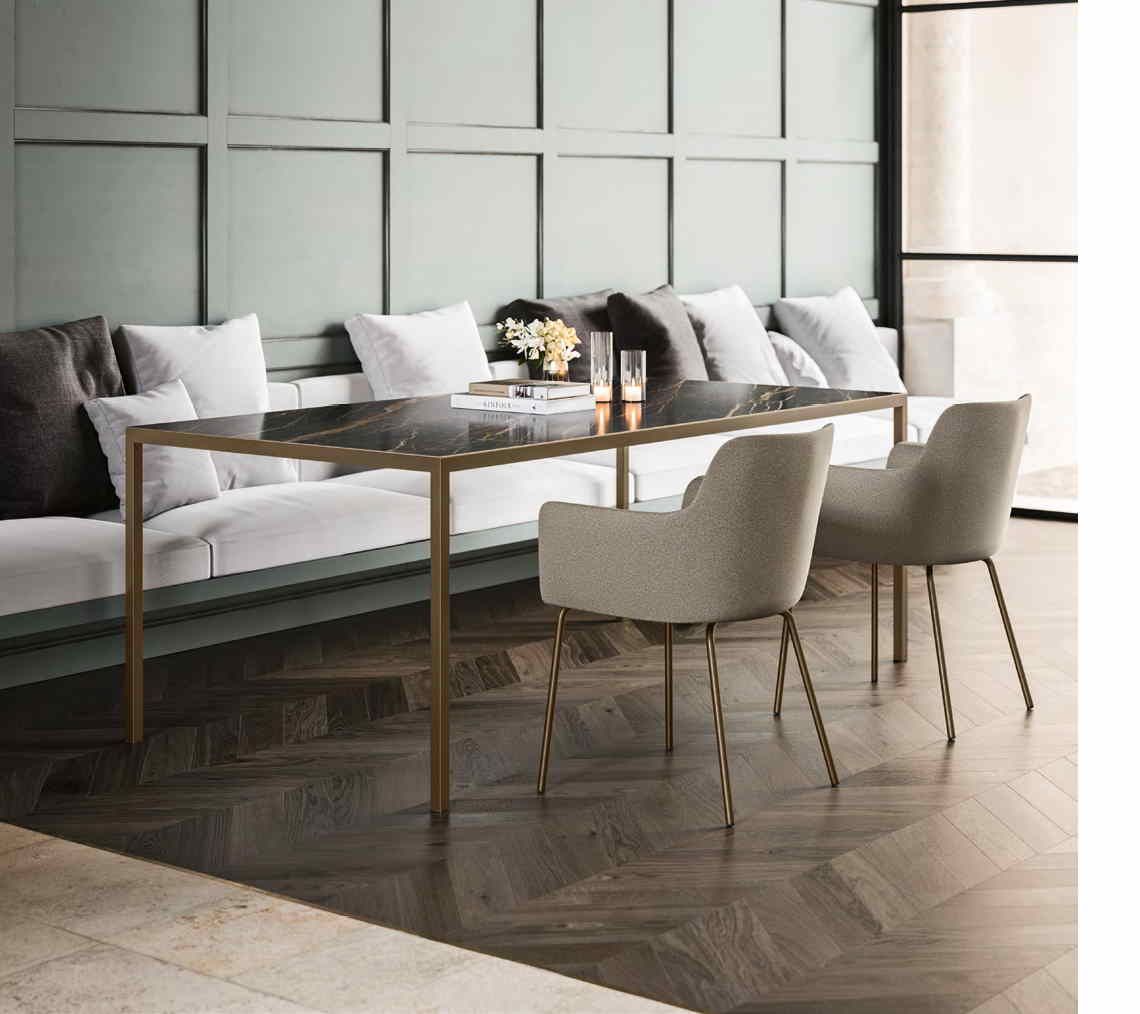 Bureau X6 avec structure en acier et plateau en grès céramique