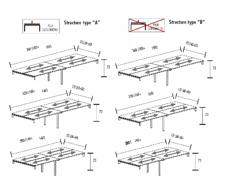 Bench vis-à-vis 4 postes sur 4 crédences So Martos_5