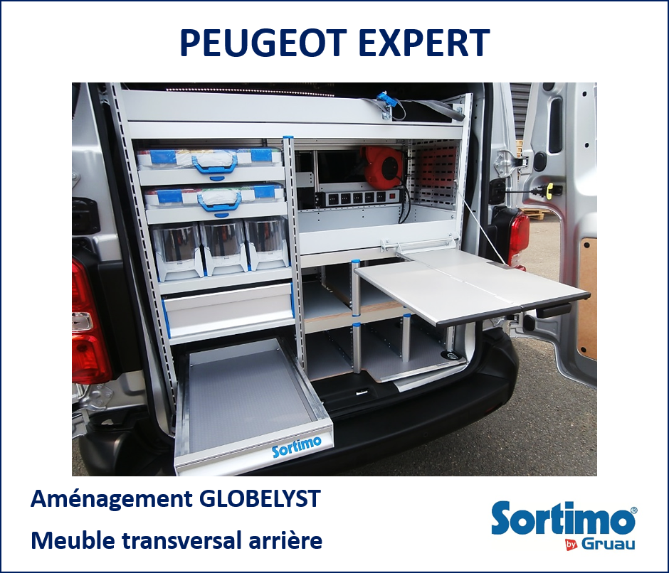 Aménagement utilitaire avec rayonnages modulables