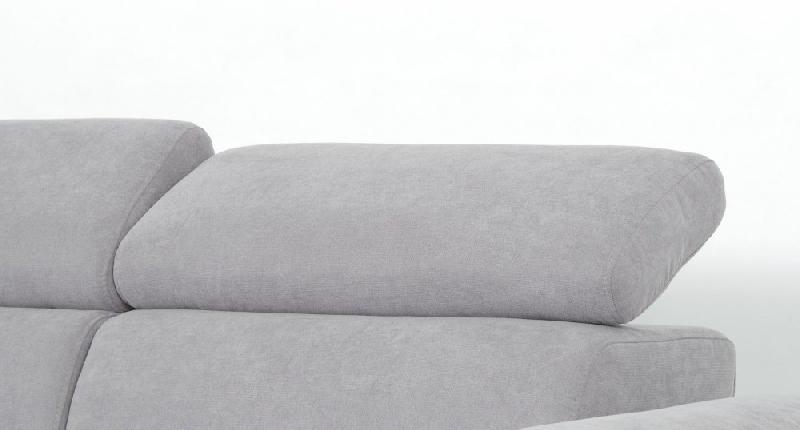 Canapé d'angle gauche convertible avec méridienne coffre Kid - Tissu gris clair - Couchage 140x200 cm - Pieds métal chromé_5