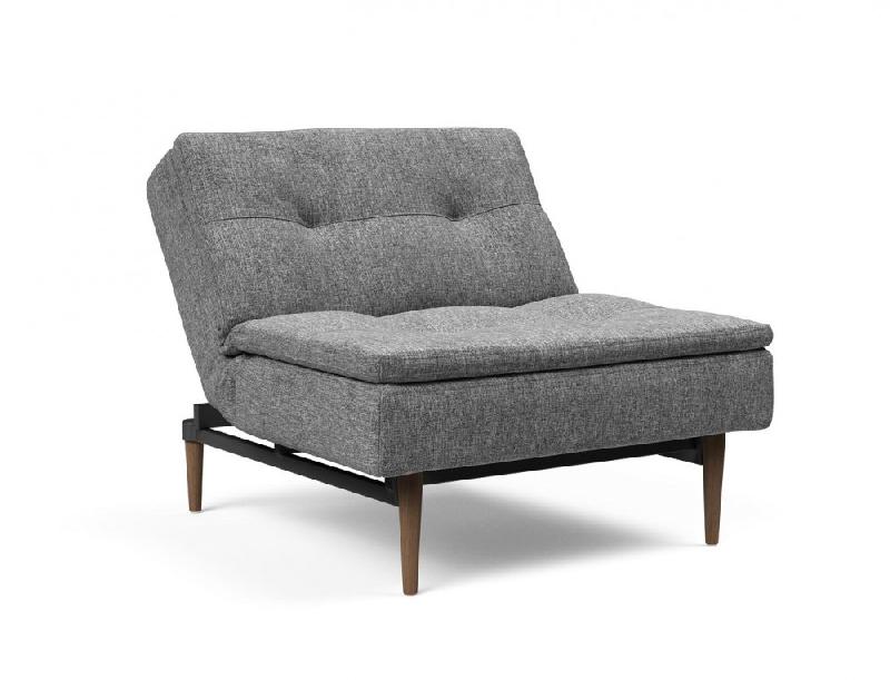 Fauteuil design Dublexo Styletto convertible lit 90x115 cm - Pieds chêne foncé - Tissu Twist Charcoal_5