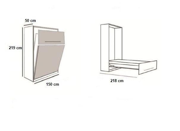 Composition armoire-lit Lutecia blanc mat - Couchage 140x190 cm avec colonne armoire et rangements intégrés_5