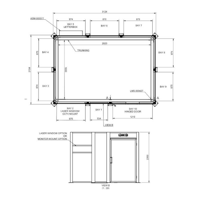 Cabine de soudage laser classe 4 - 3x2m avec porte à charnière_5