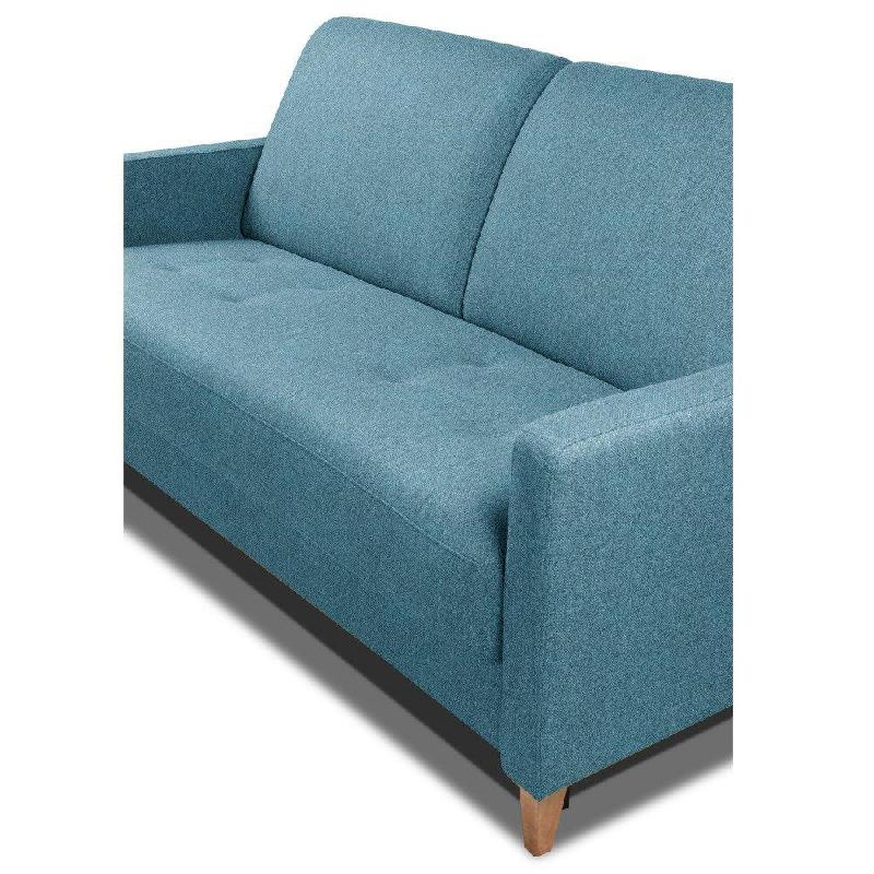 Canapé convertible OGGETTO - Matelas 16 cm - Système express - Sommier à lattes 140 cm - Velours bleu azur - RENATONISI_5