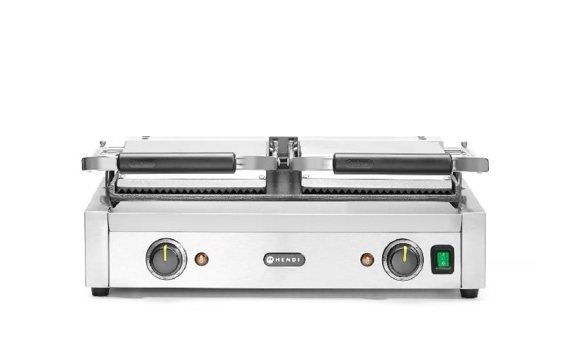 Grill de contact modèle double sup rainuré inf lisse 475x230mm HENDI_5