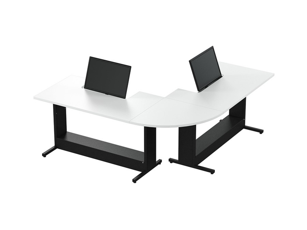 Table informatique ergonomique et sécurisée avec écran semi-encastré - DATA - Fabrication française, piètement réglable et choix de finitions_5