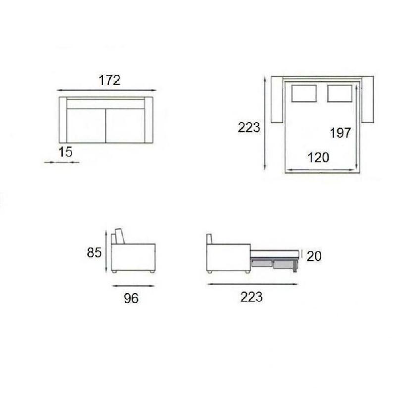 Canapé convertible 2-3 places ALLURE - Matelas mémoire 20 cm - Sommier à lattes 120 cm - Cuir vachette blanc cassé_5