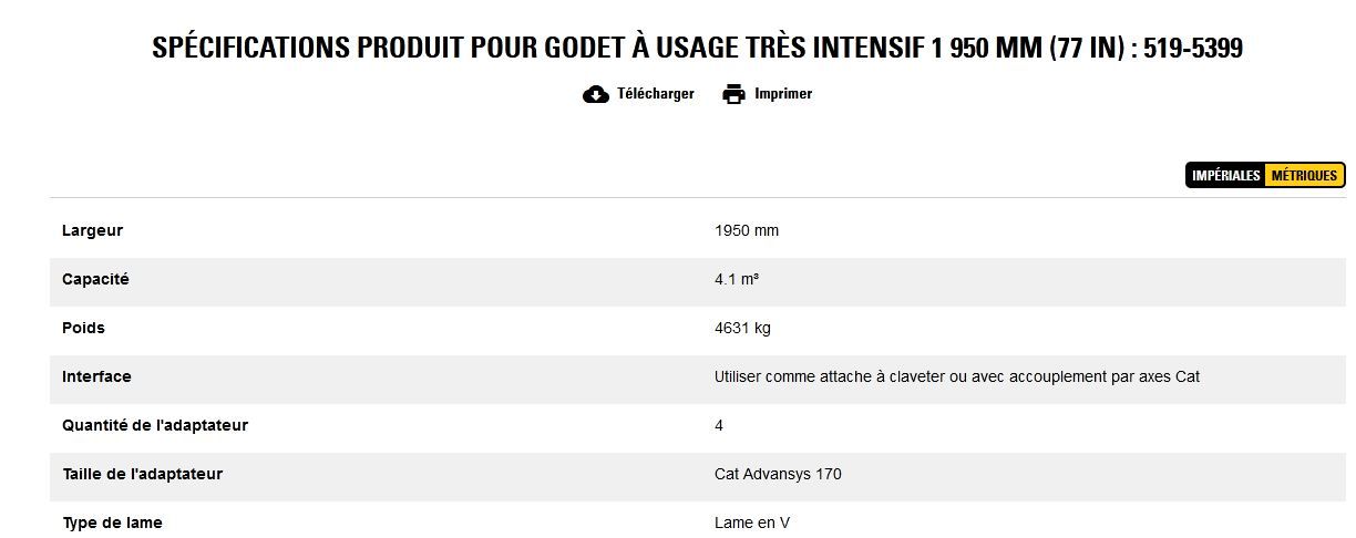 519-5399 godet d'excavation à usage très intensif - caterpillar finance france - 1 950 mm (77 in) - capacité 4.1 m³_5