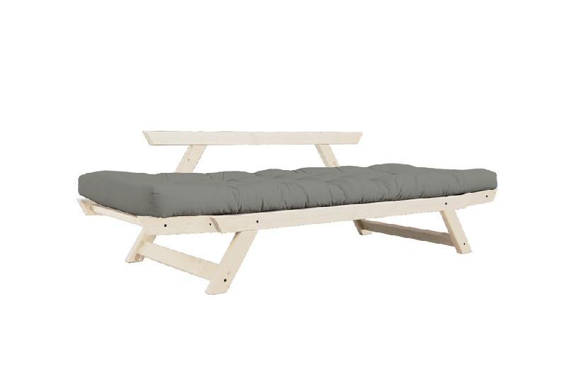 Banquette méridienne futon BEBOP - Pin naturel - Coloris gray - Couchage 75x200 cm - Convertible et design moderne_5