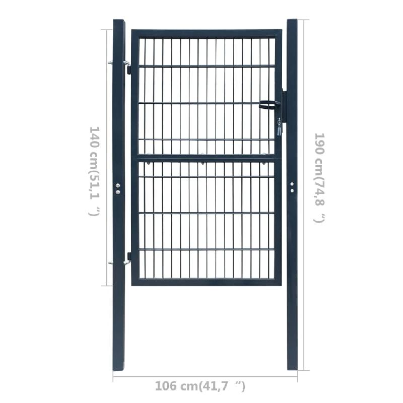 Vidaxl portillon 2d (simple) gris anthracite 106x190 cm 141743_5