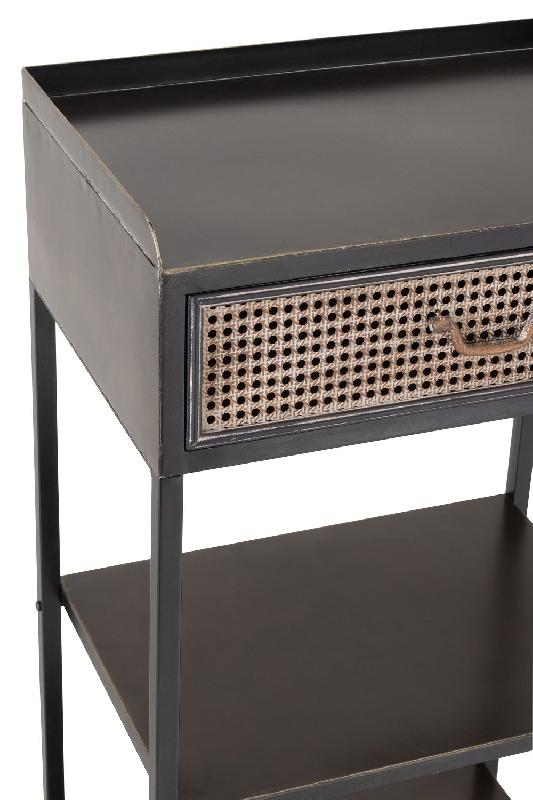 Étagère AKIBE - 1 tiroir, 3 tablettes en métal noir - Design classique et pratique_5