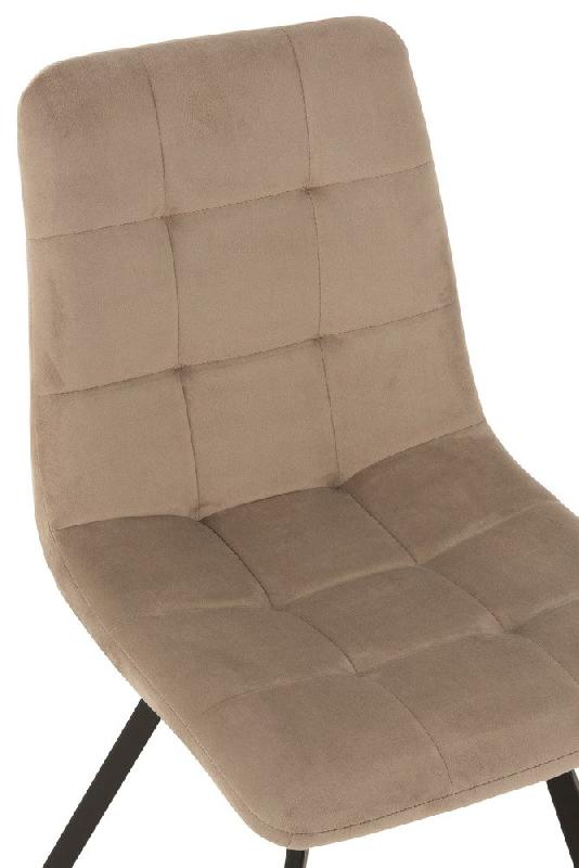 Chaise de salle à manger MILENA beige - métal noir et velours doux_5