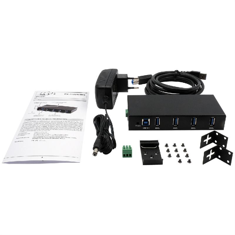 EXSYS EX-11234HMS HUB 4 ports USB 3.2 Gen 1 Din-Rail Kit et mur VIA VL811+ Chipset_5