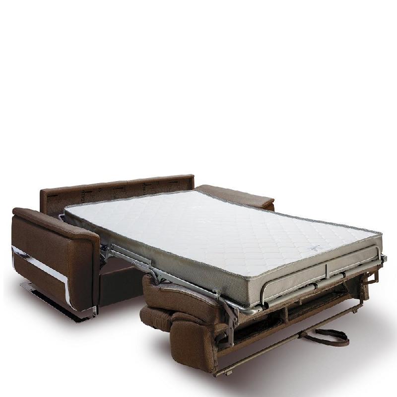 Canapé convertible express Réaumur 140cm - Matelas 16cm - Pieds luge - Polyuréthane marron - Fabrication italienne_5