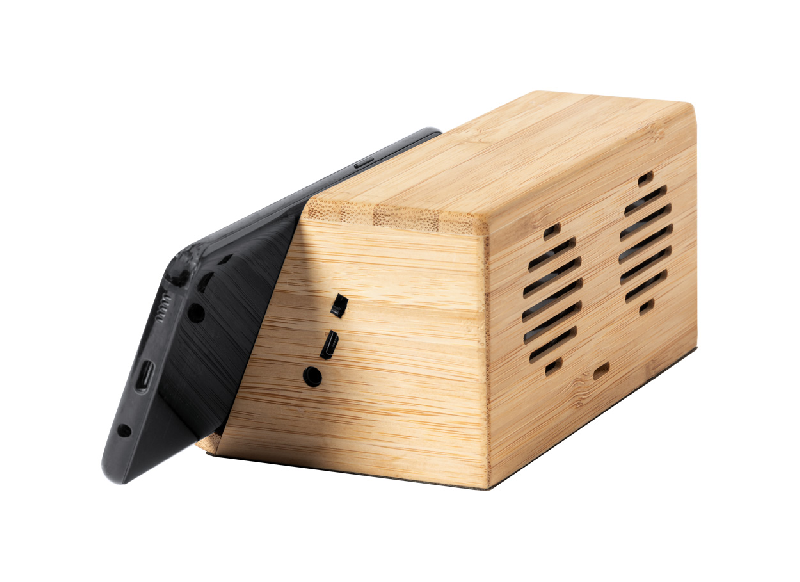 Chargeur enceinte Bluetooth en bambou - induction, chargeur rapide sans fil 10W, support téléphone portable_5