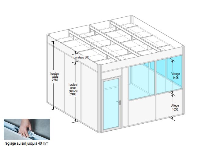 Cabine d'atelier en kit avec plafond pour les pour bricoleurs - Novokit - 3 modules 4 faces_0