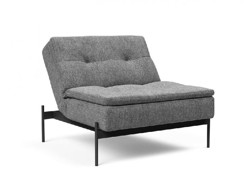 Fauteuil-lit design Dublexo Lauge Twist Charcoal convertible 90x115 cm - pieds métal noir - Innovation Living_5