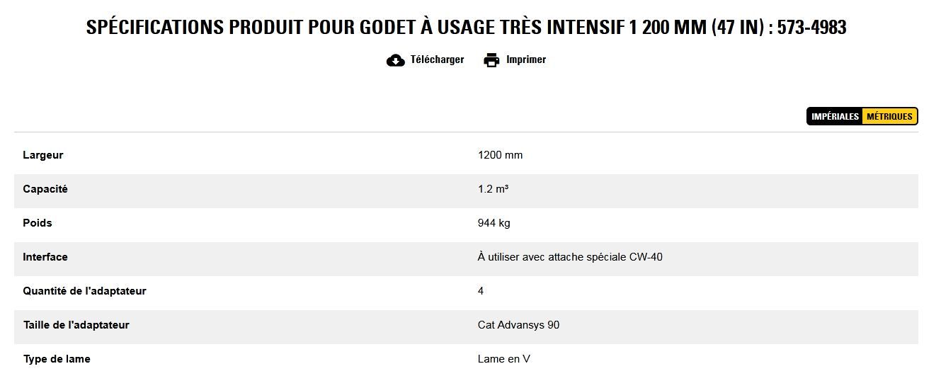 573-4983 godet d'excavation à usage très intensif - caterpillar finance france - 1 200 mm (47 in) - capacité 1.2 m³_5