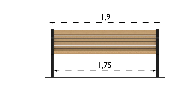 Banc public Gripsholm réf 8037041 - Hags - brun/noir, 1900 mm de long_5