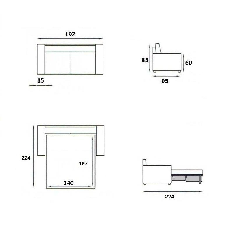 Canapé convertible Night Express 140 cm - Matelas 14 cm polyuréthane - Blanc - Fabrication italienne_5