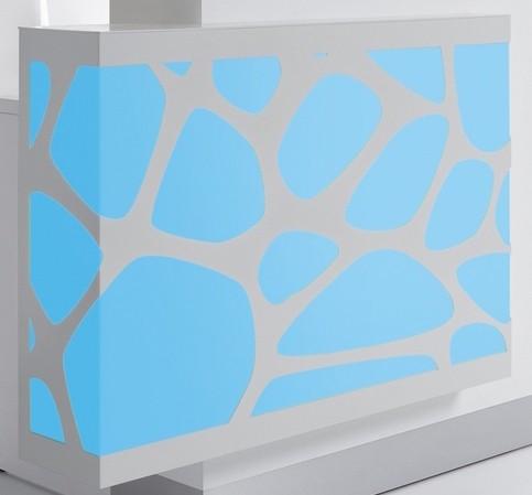 Banque d'accueil lumineuse Organic avec accès PMR - MDD - Blanc brillant, Gauche_6