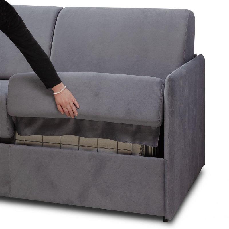 Canapé lit express Colosse - Couchage 120 cm - Matelas 22 cm à mémoire de forme - Velours gris anthracite_5