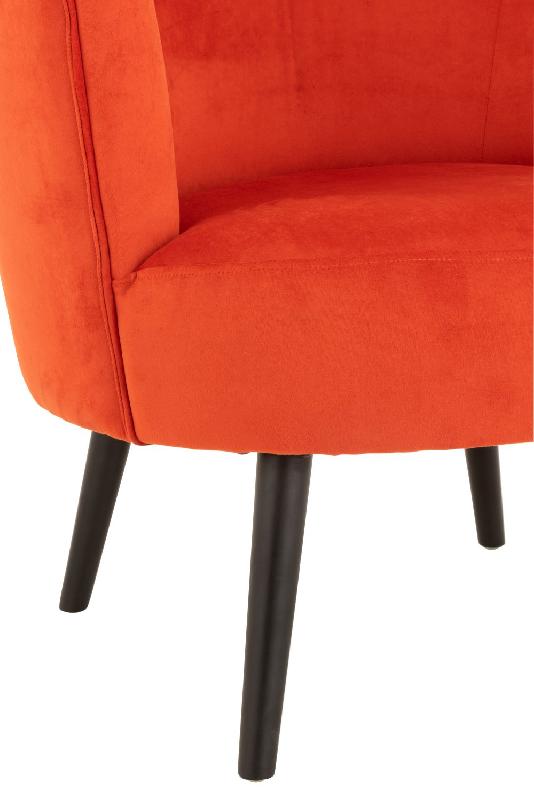 Fauteuil Dulzura - Structure en bois antique et textile orange - L80 x H75 x P70 cm_5