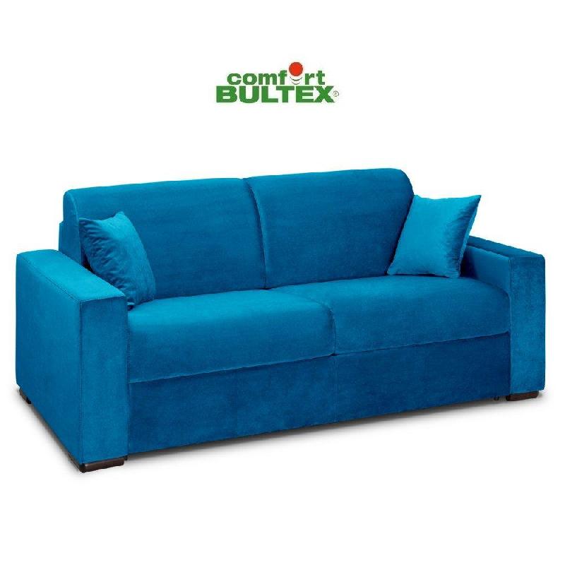 Canapé convertible express Volouto - Matelas Comfort Bultex® 120cm - Sommier lattes RENATONISI - Velours bleu azur_5