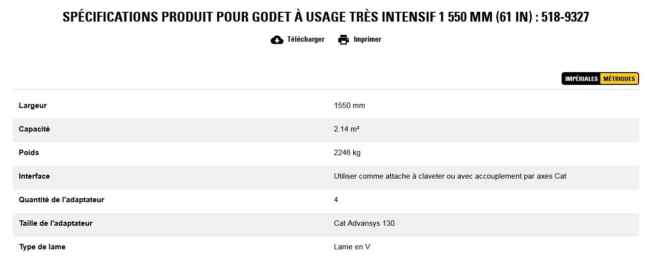 518-9327 godet d'excavation à usage très intensif - caterpillar finance france - 1 550 mm (61 in) - capacité 2.14 m³_5