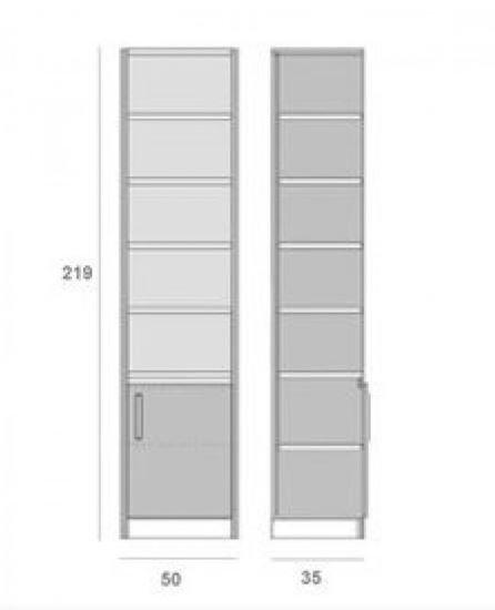 Composition lit escamotable blanc mat Dynamo Sofa - canapé intégré gris - couchage 140x200 cm avec colonne armoire et bibliothèque_5