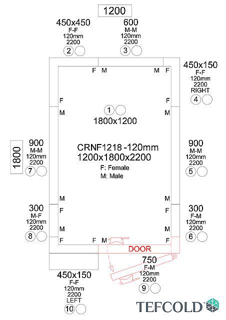 Chambre froide négative 2,94 m3 (1200 x 1800 x 2200 m) avec monobloc de paroi_5
