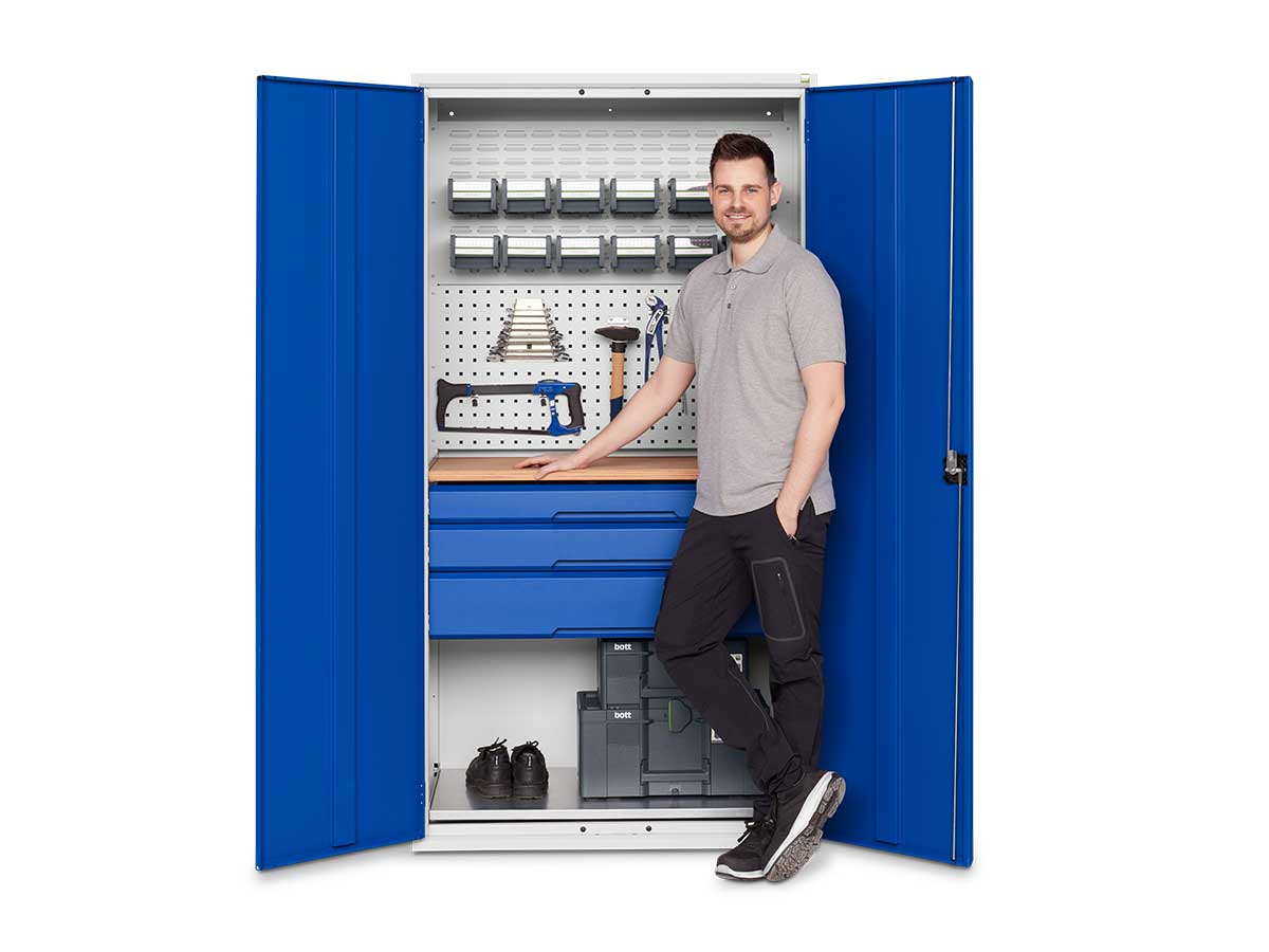 Armoires et meubles de rangement robustes pour ateliers et garages - Gamme Verso - acier soudé et modulables_5
