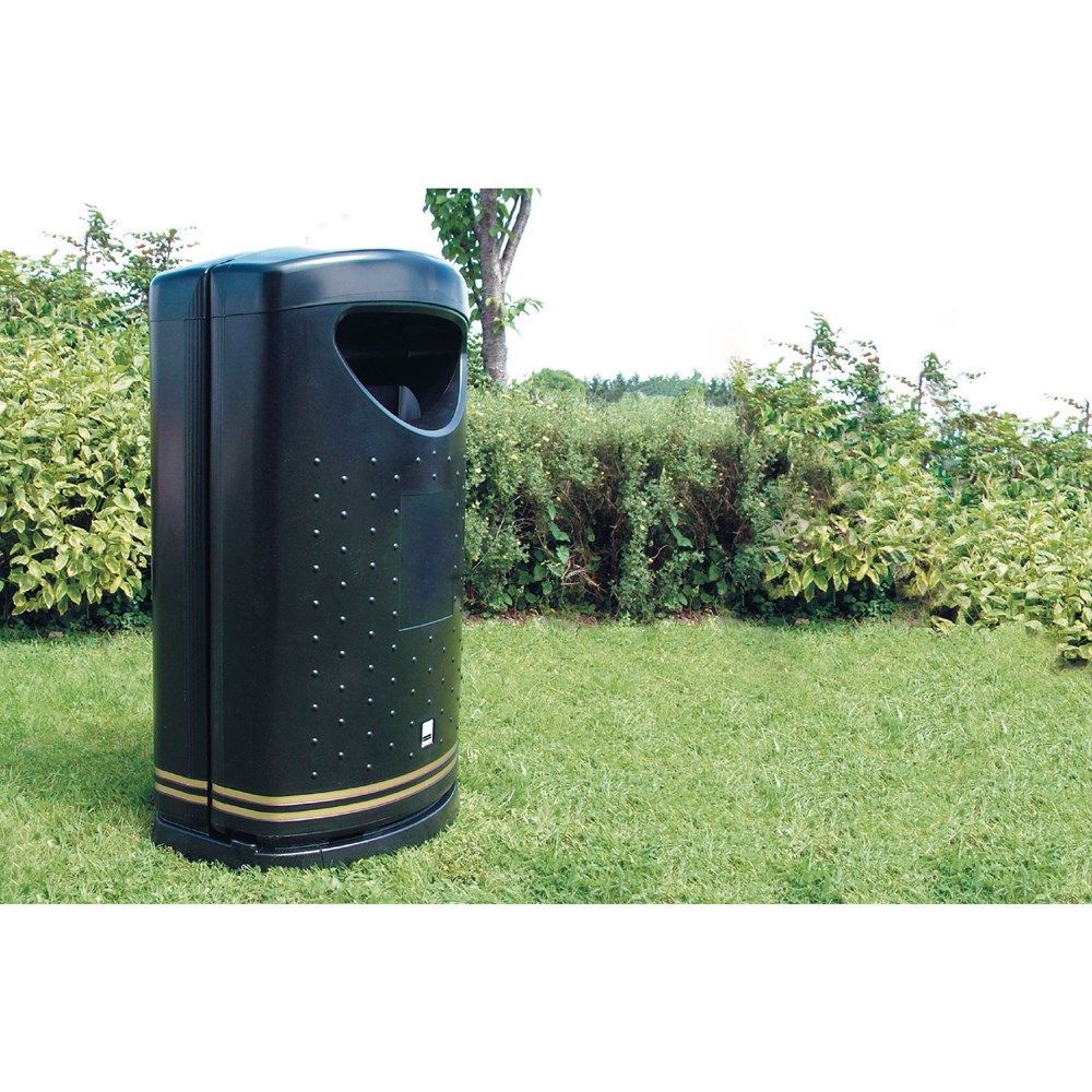 Poubelle publique en polyéthylène renforcé antivandal - 120L avec verrouillage et fixation au sol_5