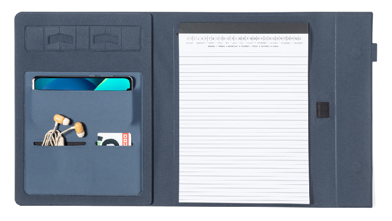 Porte-documents RPET - Polyester 600D format A4 avec support mobile pliable et bloc-notes 20 feuilles_5