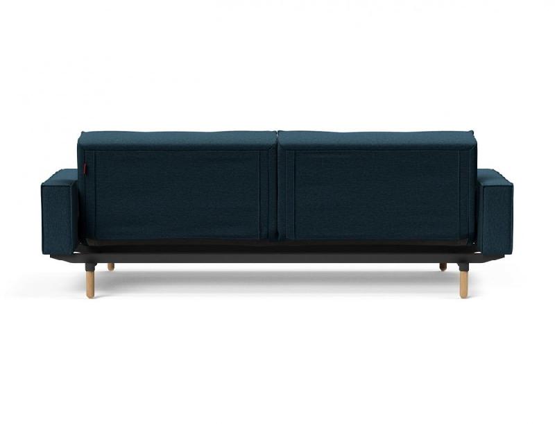 Canapé convertible Splitback Stem avec accoudoirs - pieds obus chêne naturel - tissu Argus Navy Blue - couchage 115x210 cm_5