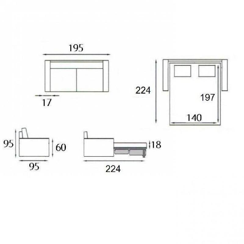 Canapé convertible express MASTER 140cm - Matelas 18cm - Tweed gris clair - Fabrication italienne_5