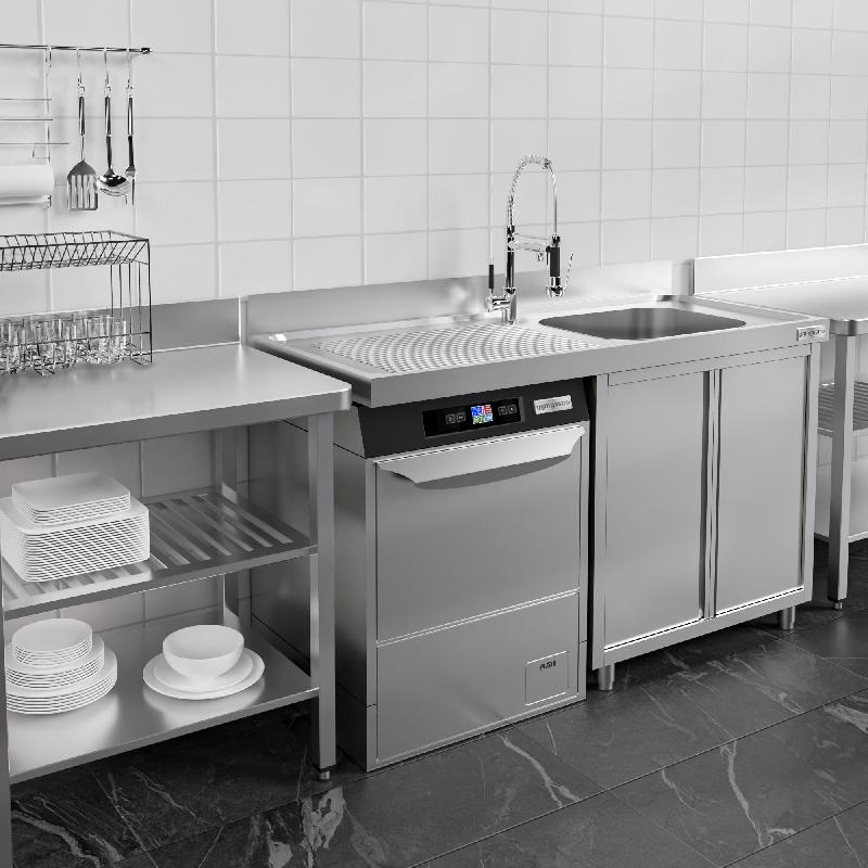 Plonge Inox 1 bac sur placard avec passage lave-vaisselle - P 700 - GGM - 1400 mm bac à droite_5