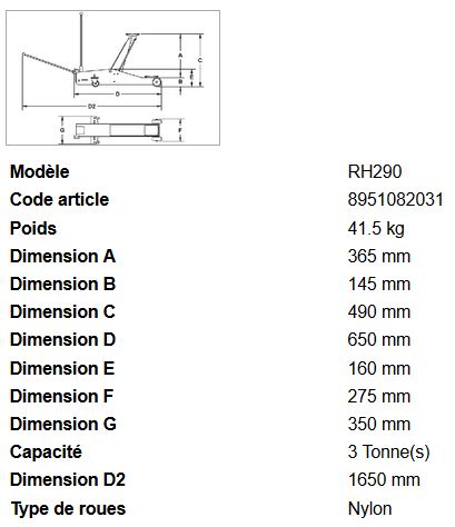 Rh290 - Cric rouleur hydraulique Rodcraft - capacité 3t - compact avec levier démontable_5
