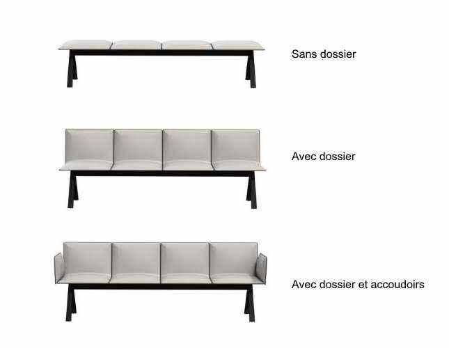 Siège d'accueil confort - SLAM-SOFT - système de poutres polyvalent avec assises carrées 55x55 cm_5