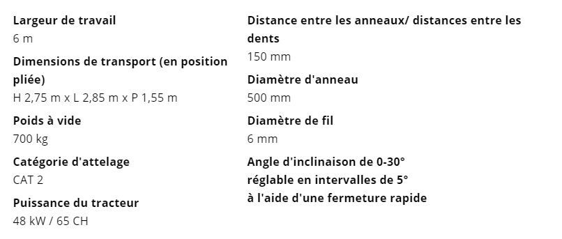 Herse rotative adaptée aux sols irréguliers grâce à ses suspensions