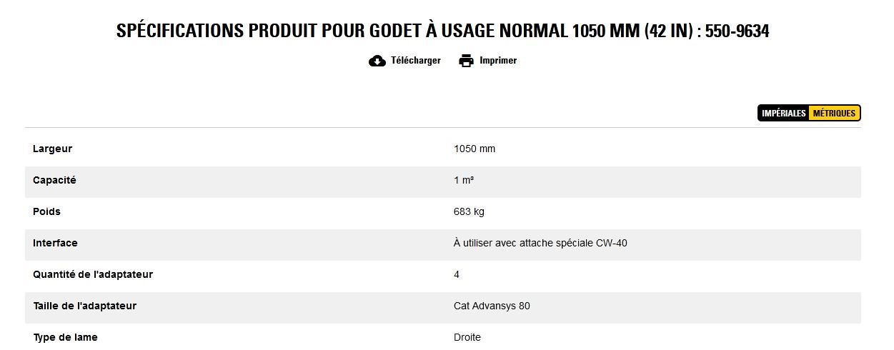 550-9634 godet d'excavation à usage normal - caterpillar finance france - 1050 mm (42 in) - capacité 1 m³_5