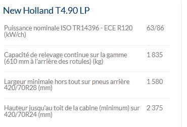 Tracteur surbaissé T4 LP New Holland avec options de jantes variées