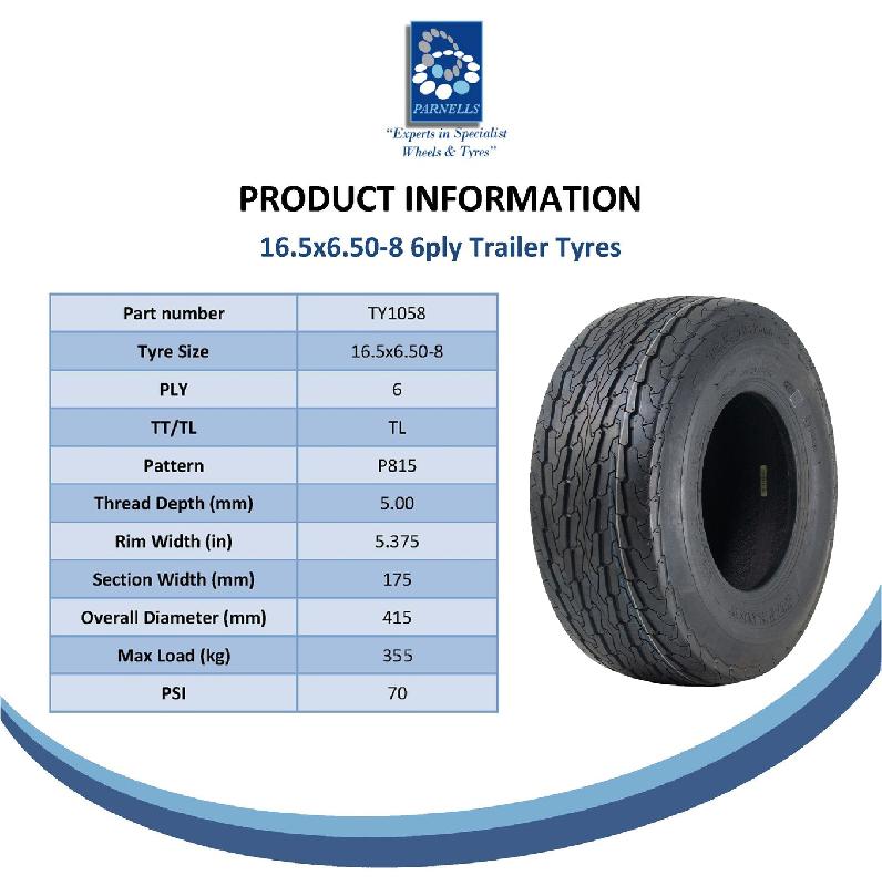 16.5x6.50-8 Trailer Tyres Wheel Assembly 4 Inch PCD Road Legal 355kgs (Set of 4)_5