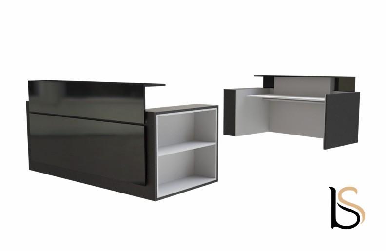 Banque d'accueil d'Ofitres, lumineuse avec étagère - 157, Droite, Non_5