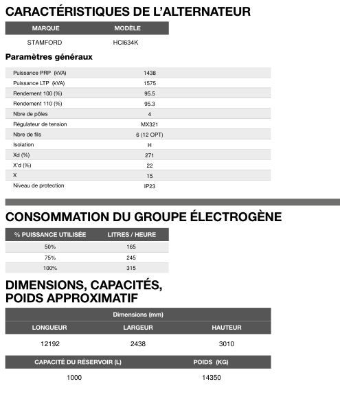 CT-1510 60 Hz triphasé - Groupe électrogène en container Inmesol - 1.503,4 kVA - Moteur MTU - Alternateur Stamford_5