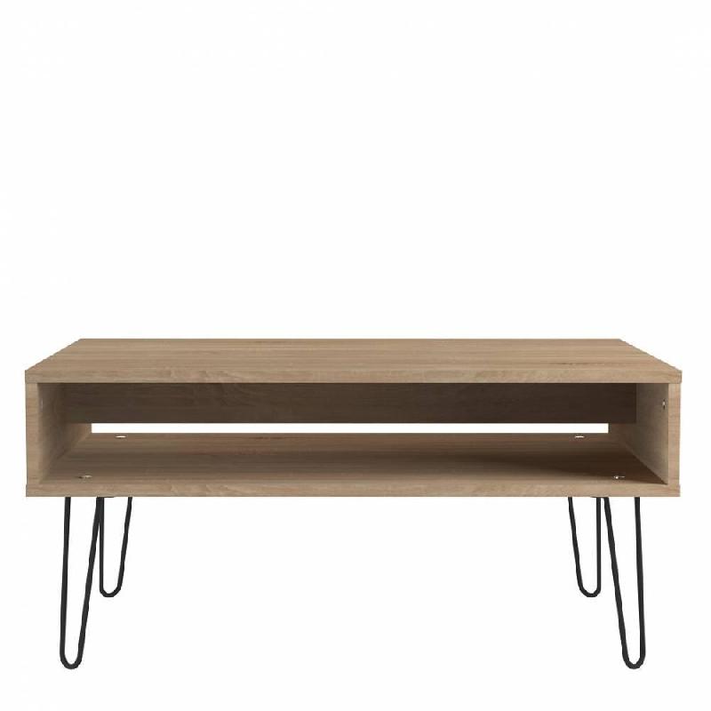 Table basse design scandinave Lackberg - chêne naturel - structure en panneaux mélaminés et piétement en métal_5
