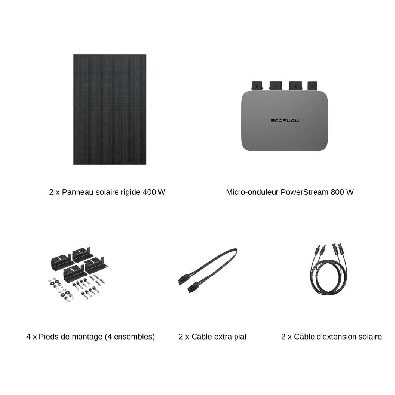 EcoFlow Panneau solaire rigide 400 W (2 pièces) + PowerStream Micro-onduleur 800W_5