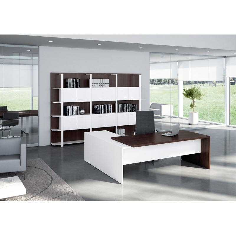 Bureau de direction T45 - Quadrifoglio - Plateau anti-rayures et pieds panneaux avec caisson 3 tiroirs_5