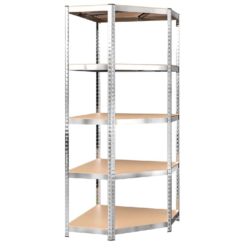 Vidaxl étagères à 5 niveaux 5 pcs argenté acier et bois d'ingénierie 3154194_5