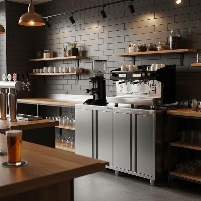 Meuble inox pour machine à café - 600 x 600 mm - 2 portes battantes_5